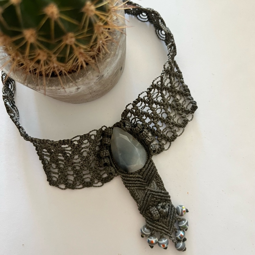 Macrame necklace.